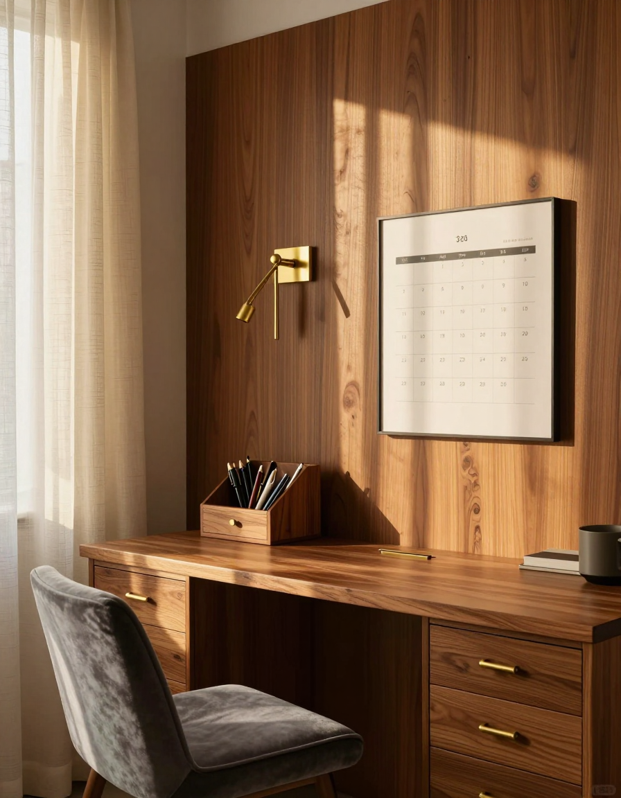 Mid-Century Mid-Century Home Office Accent Wall design