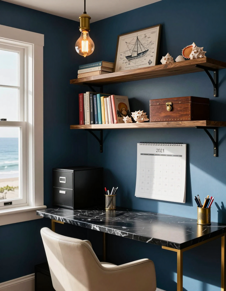 Coastal Coastal Home Office Bookshelf Ideas design