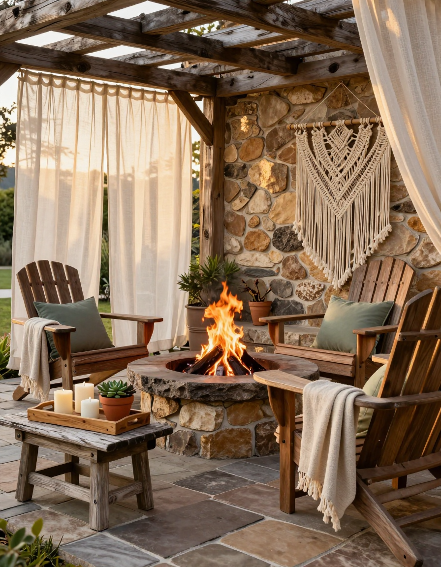 Rustic Rustic Outdoor Fire Pit Ideas design