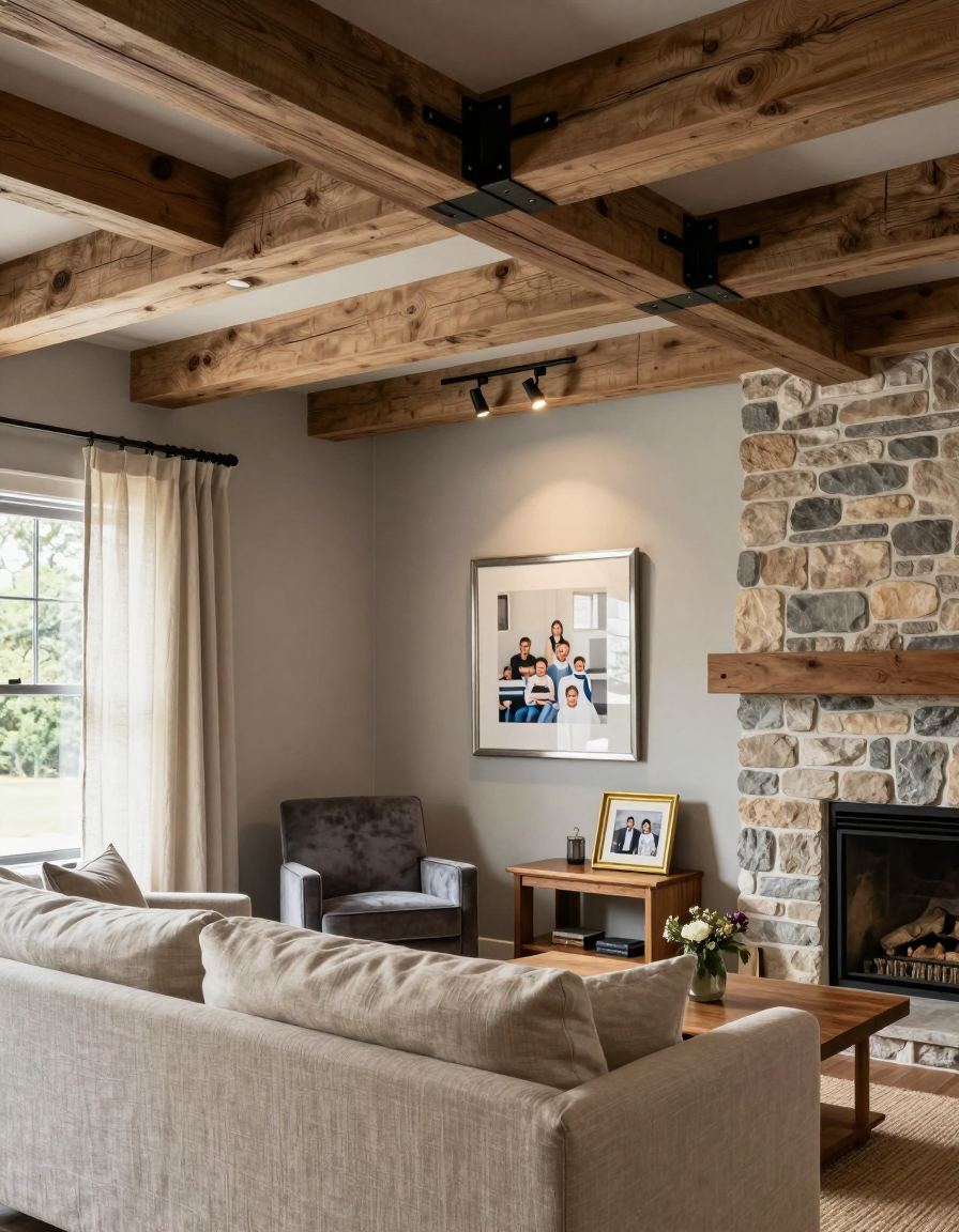 Farmhouse Farmhouse Living Room Statement Ceiling design