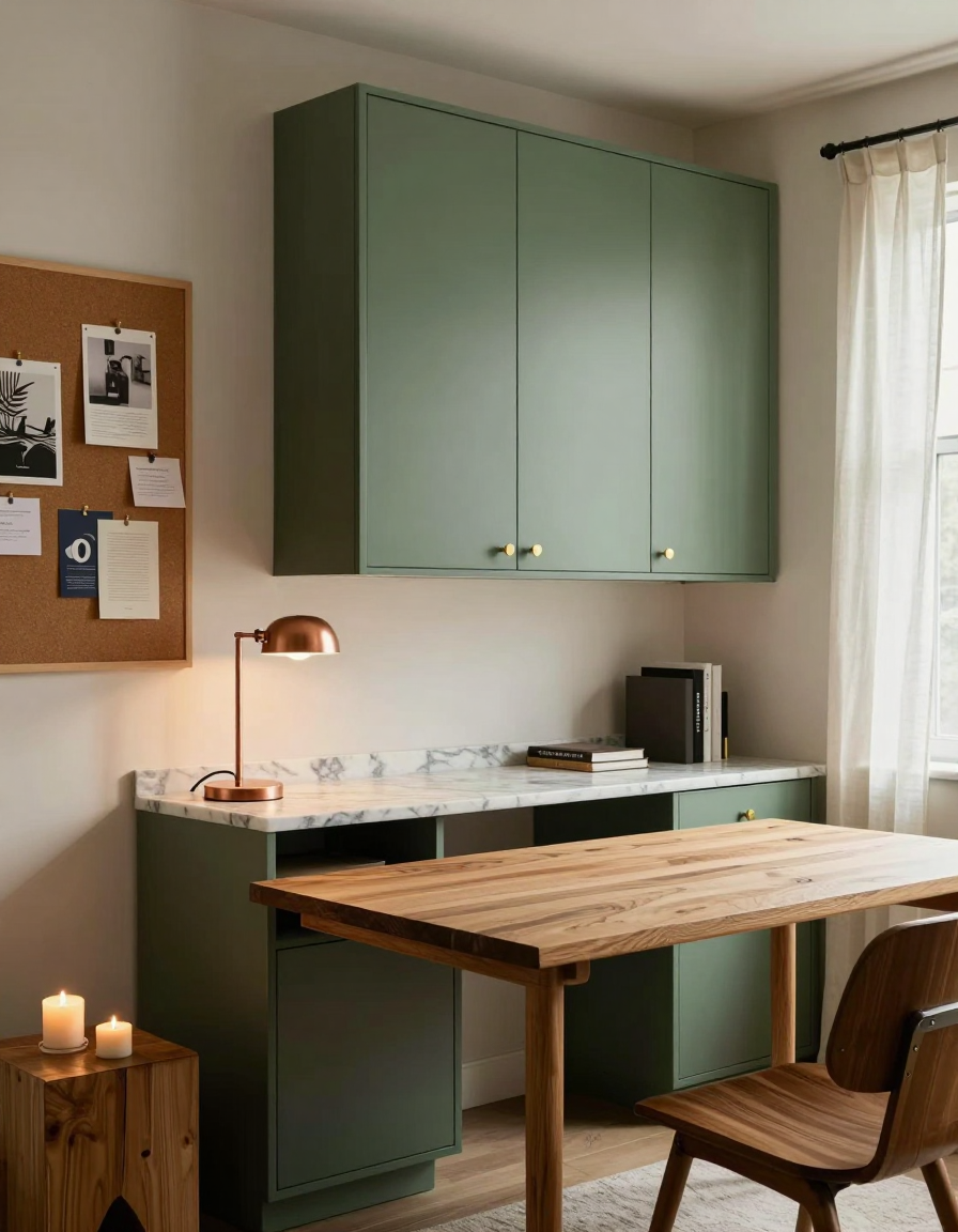 Mid-Century Mid-Century Home Office Accent Wall design