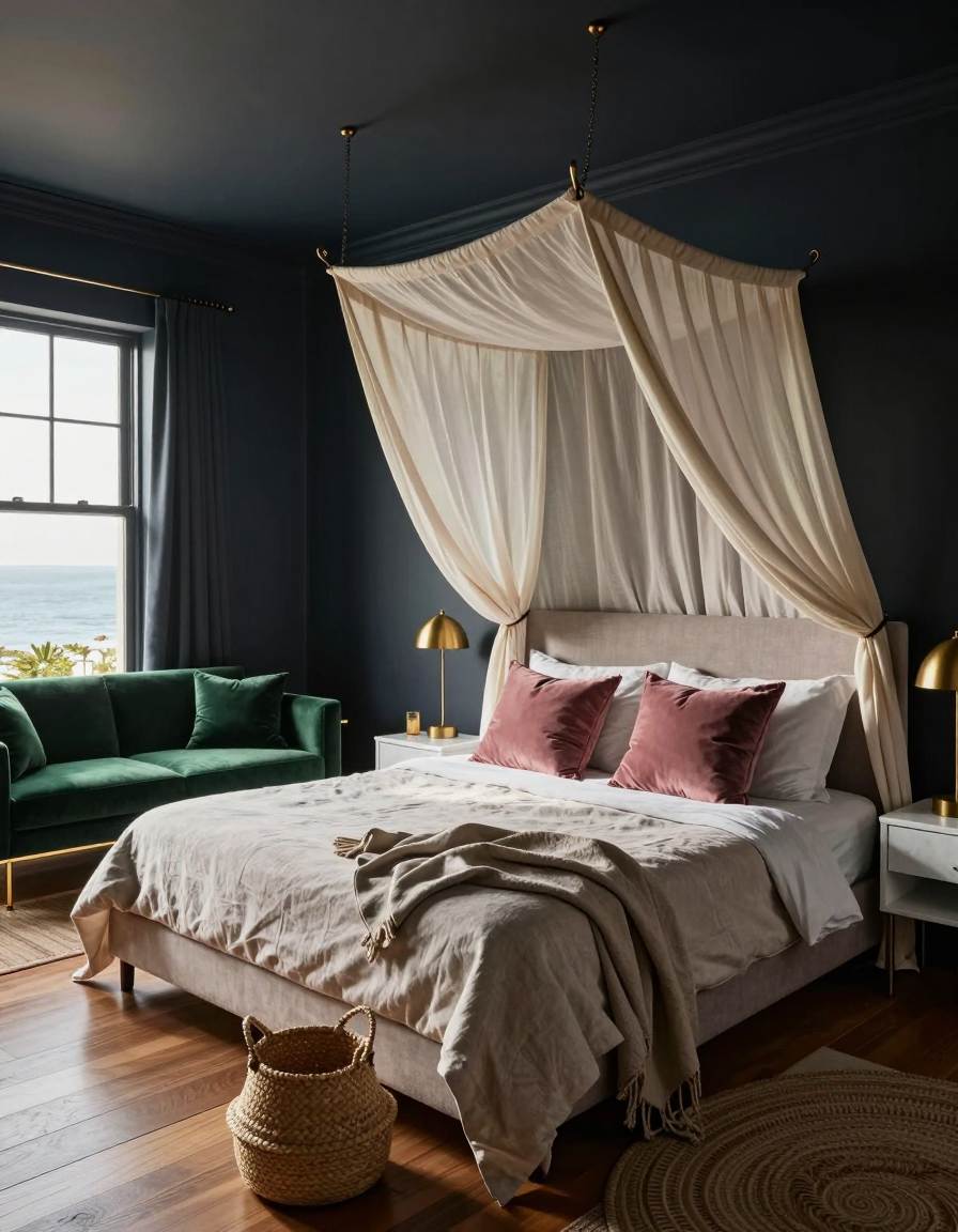 Coastal Coastal Bedroom Canopy Design design