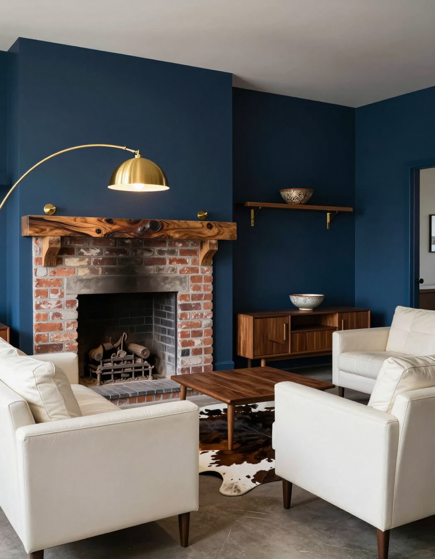 Industrial Industrial Living Room Fireplace Design design