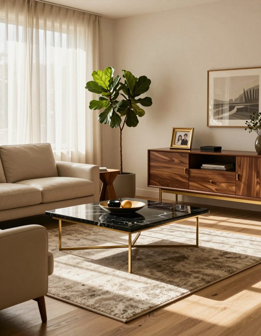 Mid-Century Mid-Century Living Room Rug Selection design