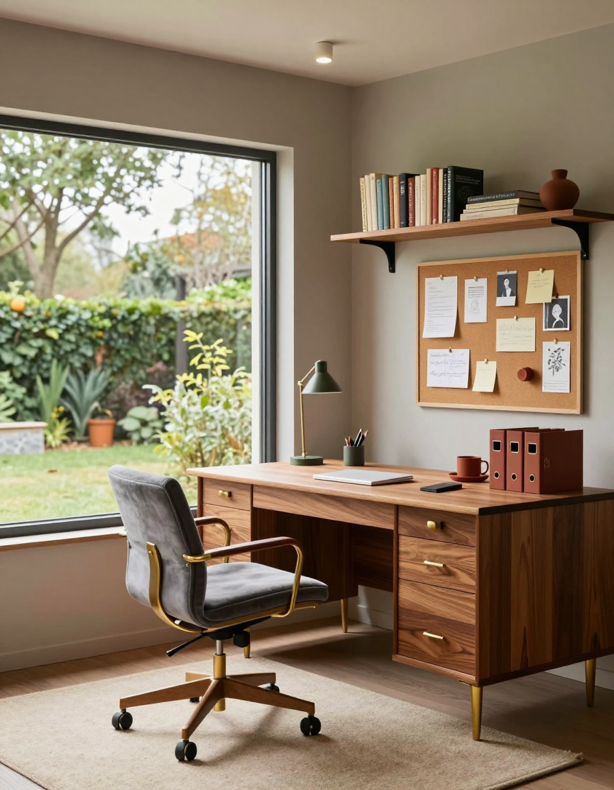 Mid-Century Mid-Century Home Office Natural Light design