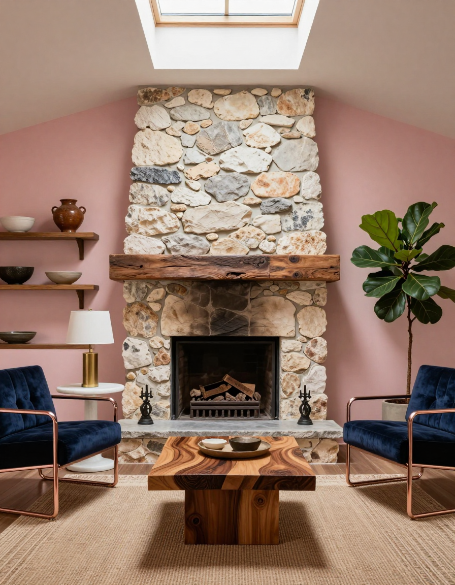 Rustic Rustic Living Room Fireplace Design design