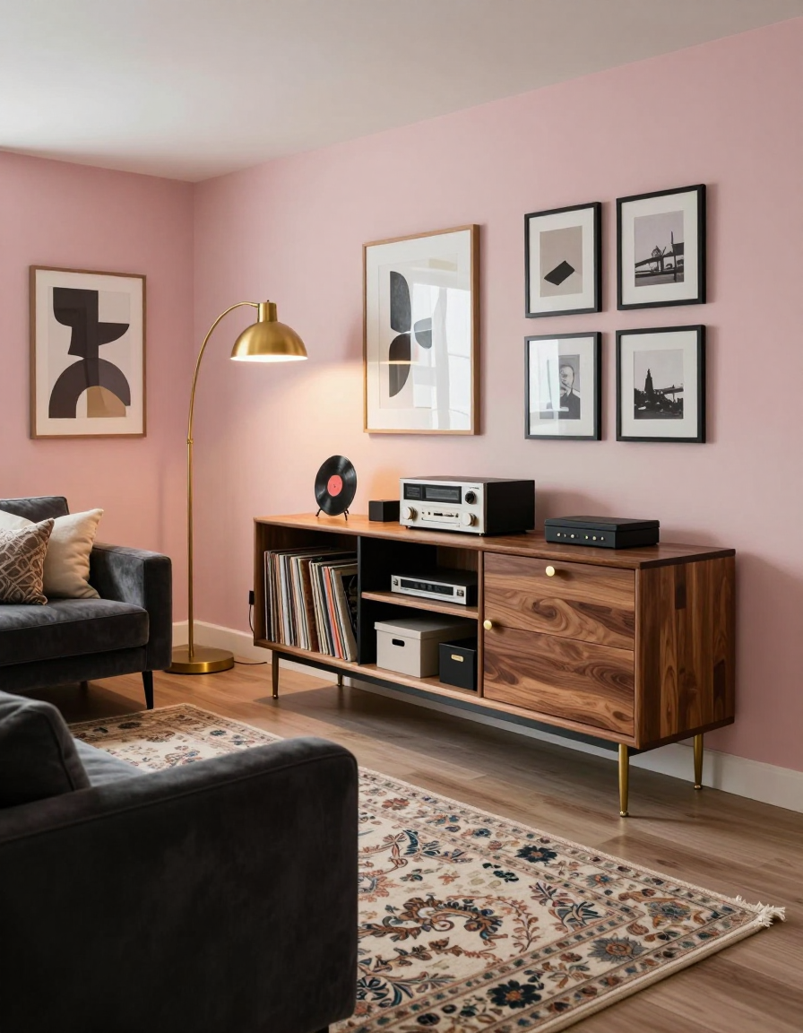 Mid-Century Mid-Century Living Room Media Storage design