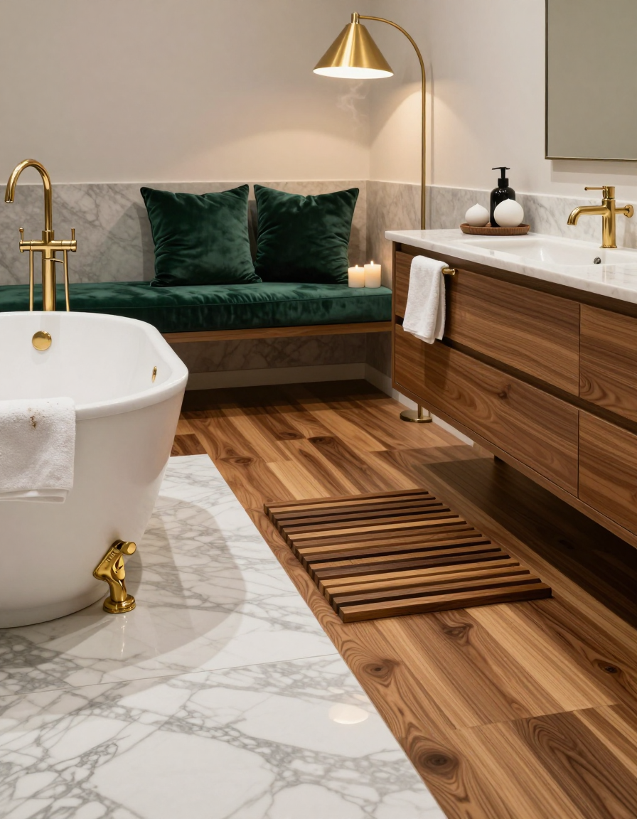 Mid-Century Mid-Century Bathroom Flooring Options design