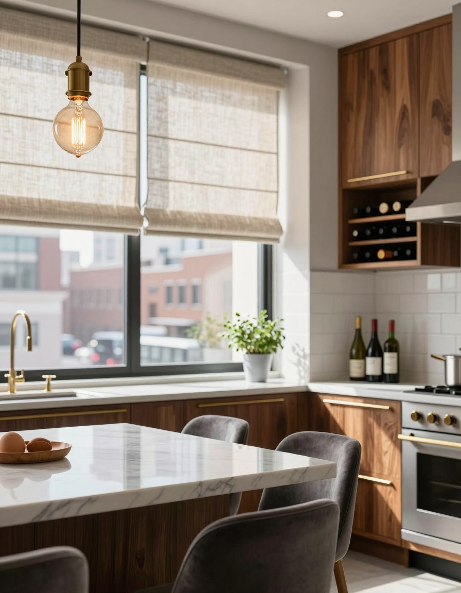 Industrial Industrial Kitchen Window Treatments design