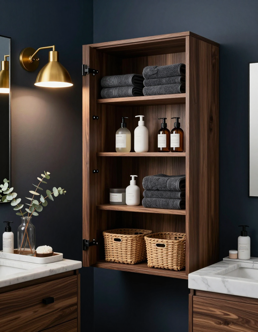 Scandinavian Scandinavian Bathroom Cabinet Organization design