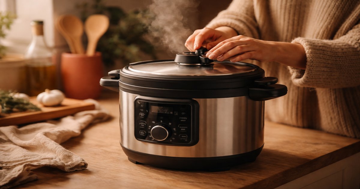pressure cooker in use