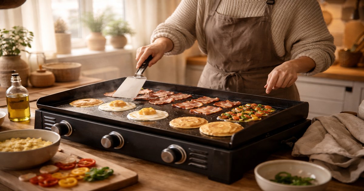 blackstone griddle in use